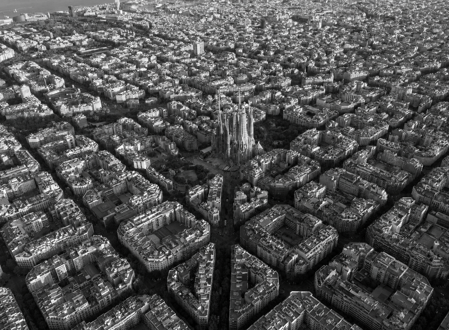 Barcelona Eixample aerial view